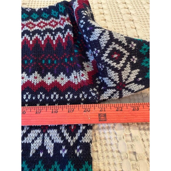 Vintage Steep Slope Ski Sweater Crew Neck Winter Snowflake Pattern Size Medium - Picture 8 of 10